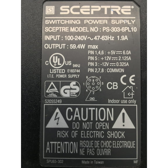 SCEPTRE PS-303-6PL10 SWITCHING POWER SUPPLY