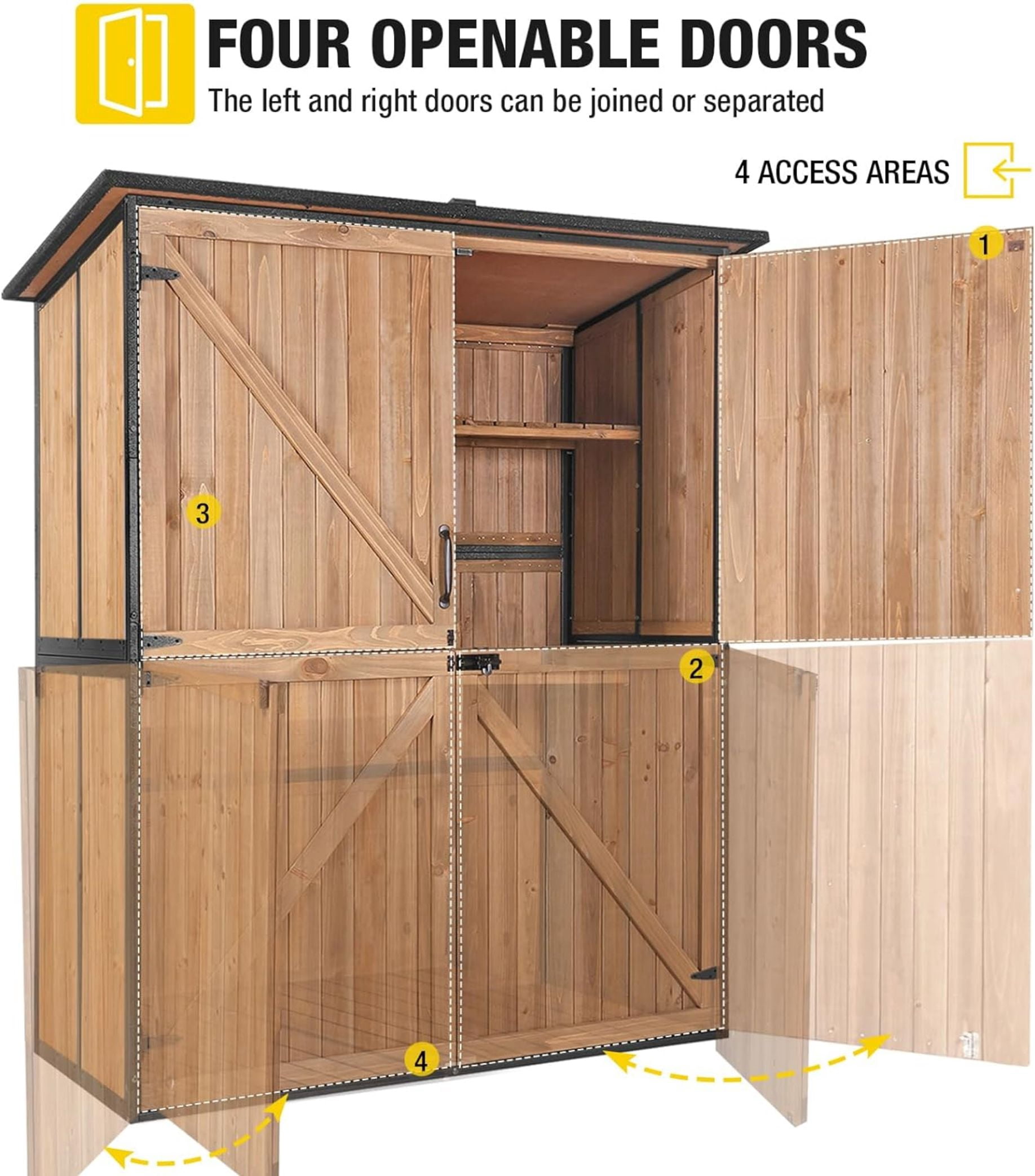 AIVITUVIN Outdoor Storage Shed Metal Frame Tool Garden Shed with Floor and Lockable Door for Patio Backyard Lawn
