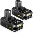 thumbnail image 1 of Repuesto para Batería Ryobi de 18 V, 3,6 Ah, Baterías de Iones de Litio de 18 V, Repuesto para Herramientas Inalámbricas Ryobi de 18 V, P102 P107 P105 P104 P103 P108 Paquete de 2., 1 of 9