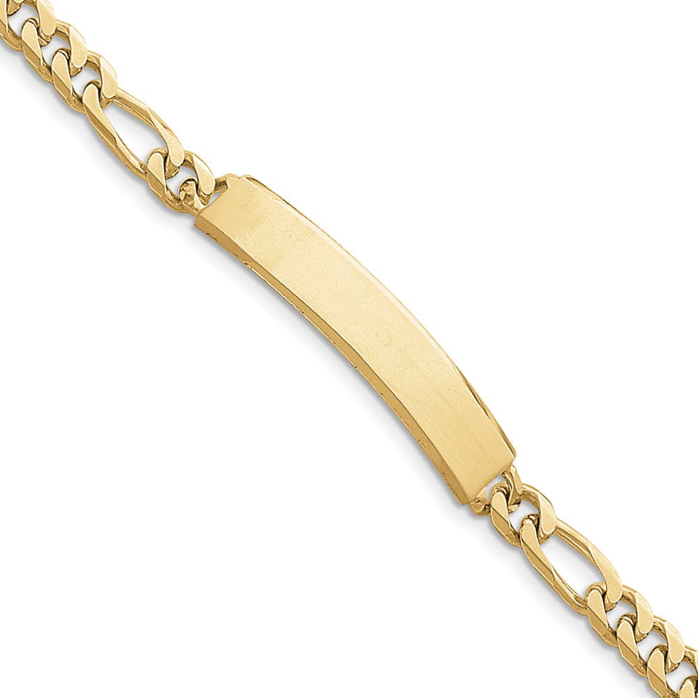 Solid 14k Yellow Gold Figaro ID Bracelet Engravable Identification Name ...