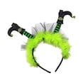 thumbnail image 2 of Diadema de Halloween Yinane con decoración de pies de bruja verde, 2 of 8
