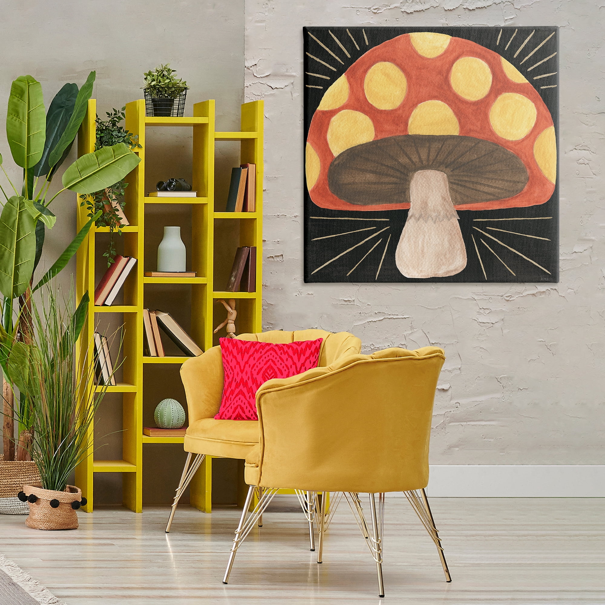 Stupell Industries Spooky Chic Mushroom Plants & Flowers Painting Wrapped Canvas Art Print Wall Art, 36 x 36