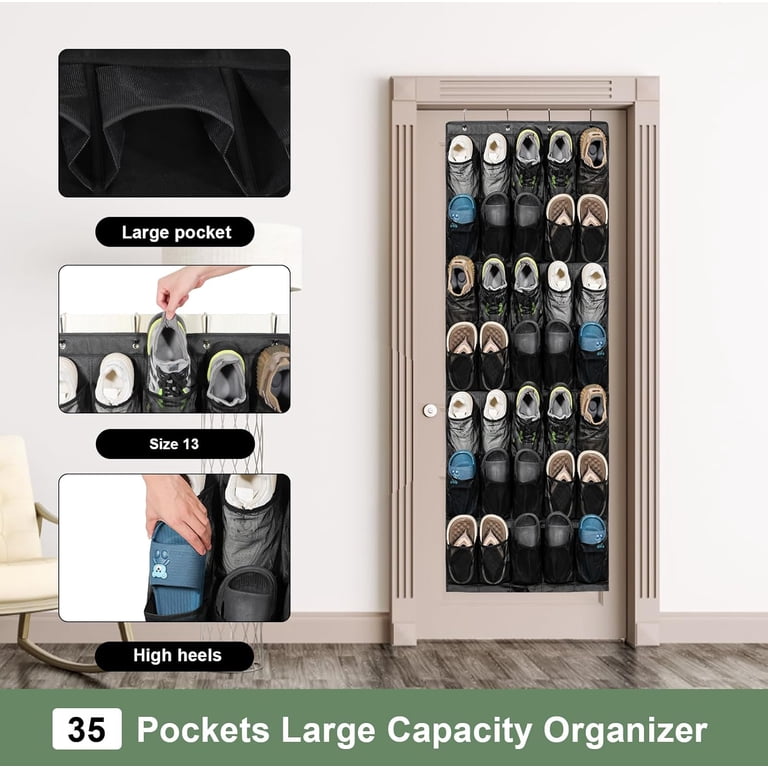 BEVTEE Large Hanging Shoe Rack with 35 Pockets, Black photo 5