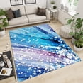 thumbnail image 2 of Blue Purple Gradient Watercolor Area Rug for Living Room, Retro Art Abstract Washable Home Carpet, Indoor Rug with Anti-Slip Backing Durable for Bedroom Dining Room Sofa 4x5ft, 2 of 6