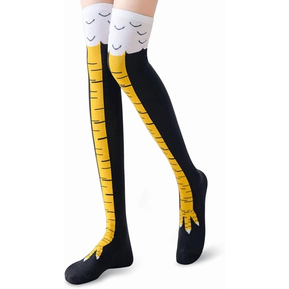 White Elephant Gifts for Adult Teens - Christmas Long Tube Elastic Chicken Leg Socks for Women Men Funny Stocking Stuffers