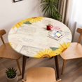 thumbnail image 5 of Sunflower Leaf Elastic Fitted Round Table Cover Yellow Floral Vintage Waterproof Outdoor Tablecloth for Holiday Party, Picnic, Patio & Dining Fits Tables Up to 36"-44", 5 of 8