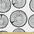thumbnail image 1 of Nature Art Fabric by the Yard, Annual Tree Rings Motif in Concentric Circles Geometric Symbolism, Decorative Upholstery Fabric for Chairs & Home Accents, Charcoal Grey and White by Ambesonne, 1 of 5