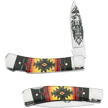 Old Ram Lock-Back Folding EDC Knife - Engraved Stainless Steel Blade for Hunting Camping & Outdoor Survival | Acrylic Handle