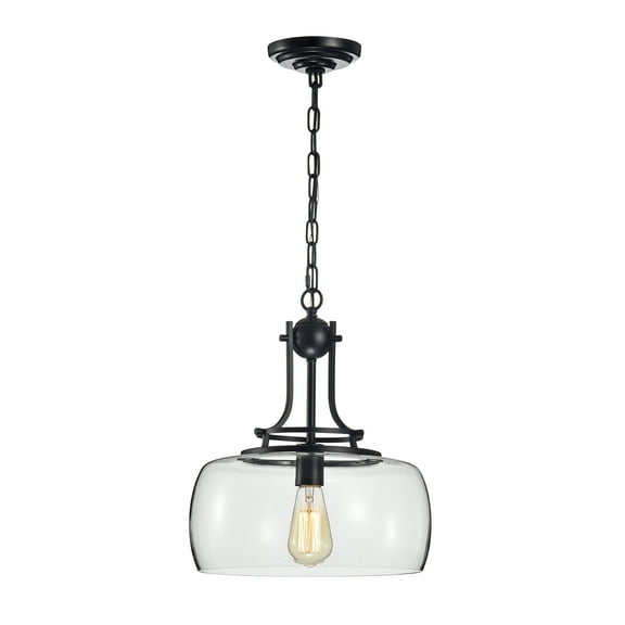 Warehouse of Tiffany Karha Single Light Matte Black Pendant with Glass Shade