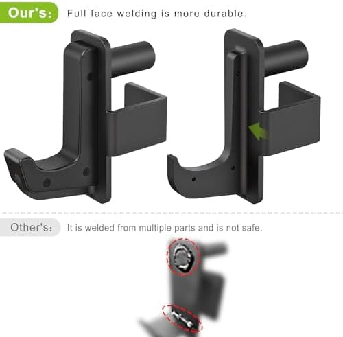 Voylla Solid Steel J Hooks for 2" x 2" or 3" x 3" Tube Power Cage with 1" 1/2" or 5/8" Hole Squat Rack Attachment, J-Hook Barbell Holder for Power Rack, Set of 2