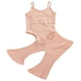 thumbnail image 1 of 2 Pcs Combinaison Sans Manches à Col en V pour Bébés Filles, Couleur Unie, Pattes d'Éléphant, Rouge Vin, 18-24 Mois, 1 of 9