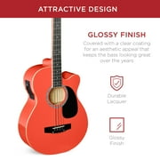 Best Choice Products 22-Fret Full Size Acoustic Electric Bass Guitar w/ 4-Band Equalizer, Truss Rod, Padded Gig Bag - Red