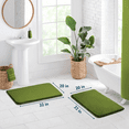 thumbnail image 2 of ComfiTime 2 Piece Bathroom Rugs Set – Thick Memory Foam, Non-Slip Bath Mat, Soft Plush Velvet Top, Ultra Absorbent, Small, Large & Long Rugs for Bathroom Floor, Green, 20*32, 2PCS, 2 of 12