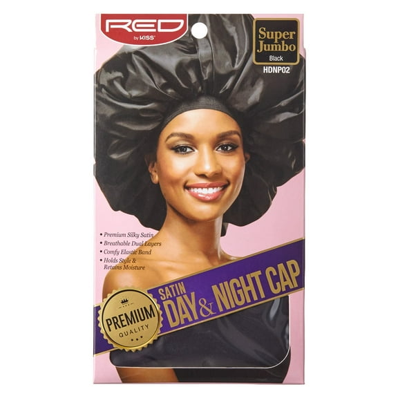 Kiss Red Satin Day & Night Cap Black Super Jumbo (Pack of 3)