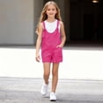 thumbnail image 4 of Hot Pink Boy Girl Casual Bib Pants Shortalls for Girl Summer Fall Faux Gauze Linen Kawaii Overall Straight Leg Plain Jumpsuits Shortalls Shorts One Piece Girl 2026 11 Year, 4 of 8
