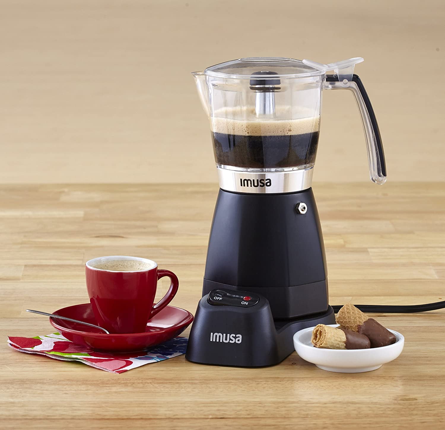 IMUSA IMUSA Electric Moka Maker 3 cup & 6 cup 480 Watts, White Speckled -  IMUSA