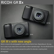 Ricoh GR IIIx Digital Compact Camera - Black, 24MP APS-C CMOS Sensor, 26.1mm F2.8 GR Lens, Supports SD Memory Card