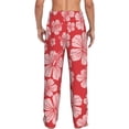 thumbnail image 3 of Goofa Red Hibiscus Flower Printed Soft Pajama Pants for Men, Wide Leg Comfy Casual Lounge Yoga Pants-X-Large, 3 of 9