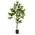thumbnail image 1 of Costway 1 PCS 4 FT Tall Artificial Lemon Tree with Lemon Fruits, Cement Pot for Porch, Office, 1 of 10