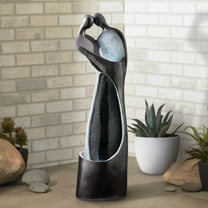 Modern Couple 47" High Large Indoor Outdoor Decor Black Resin Floor Fountain with Light LED Outside Garden Patio