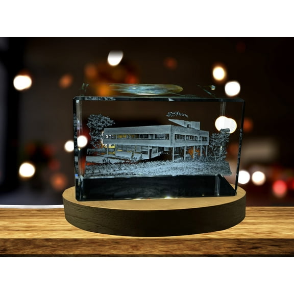 Villa Savoye — Poissy 3D Engraved Crystal Collectible Souvenir