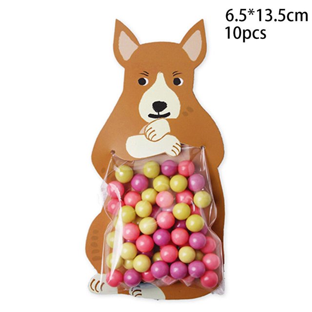 Paquetes de dulces de conejo para niños, bolsas de galletas de dibujos animados de animales para regalo, decoraciones de fiesta de cumpleaños, suministros de Regalos de Pascua DIY, 10 piezas