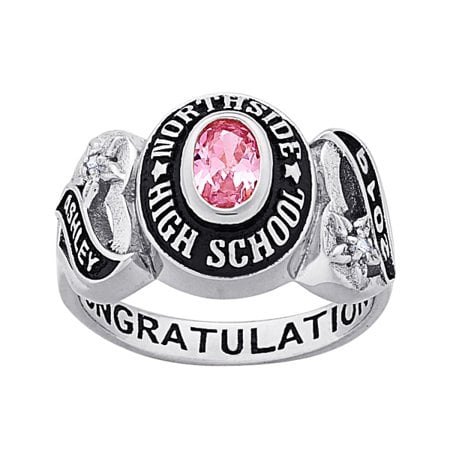 Personalized Women's Celebrium Sweetheart Class Ring with CZ Accents