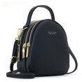 thumbnail image 2 of Mochila pequeña de cuero suave para mujer, bolso cruzado de hombro de 3 capas, gran capacidad, a la moda Fivean unisex, 2 of 2