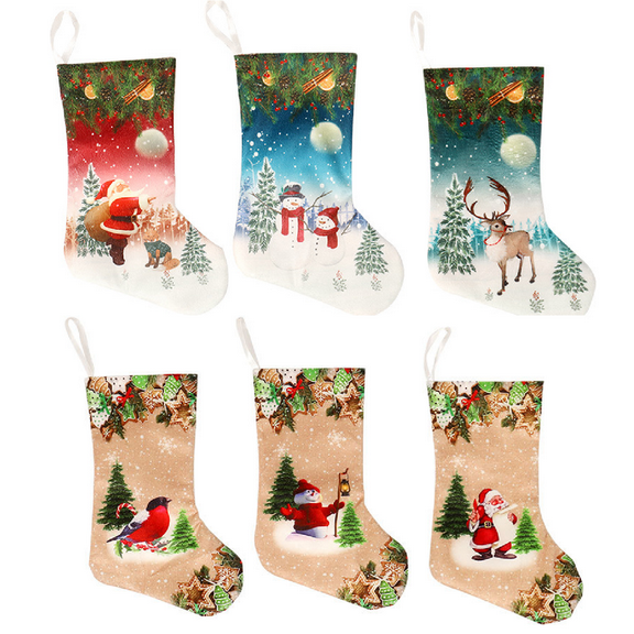 Print Christmas Stockings 18 Inch Personalized Xmas Stocking Hanging Santa Stockings Christmas Ornament for Family Holiday Party Fireplace Decorations Gifts