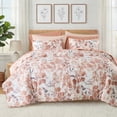 thumbnail image 2 of Regency Heights 9-Piece Queen Size Seersucker Comforter Set with Sheets, Textured Botanical Print Bed in a Bag, Coral Reversible Bedding Comforter Set with Flat Sheet, Fitted Sheet with Side Pocket, 2 of 10