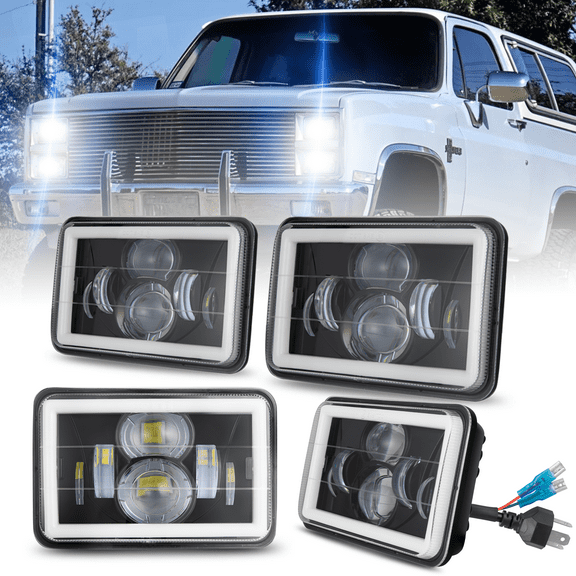 H4651 H4656 Sealed Assembly for 1981-1986 Chevy K5 Blazer Headlight 4x6inch LED High Low Beam DRL Turn Signal Light