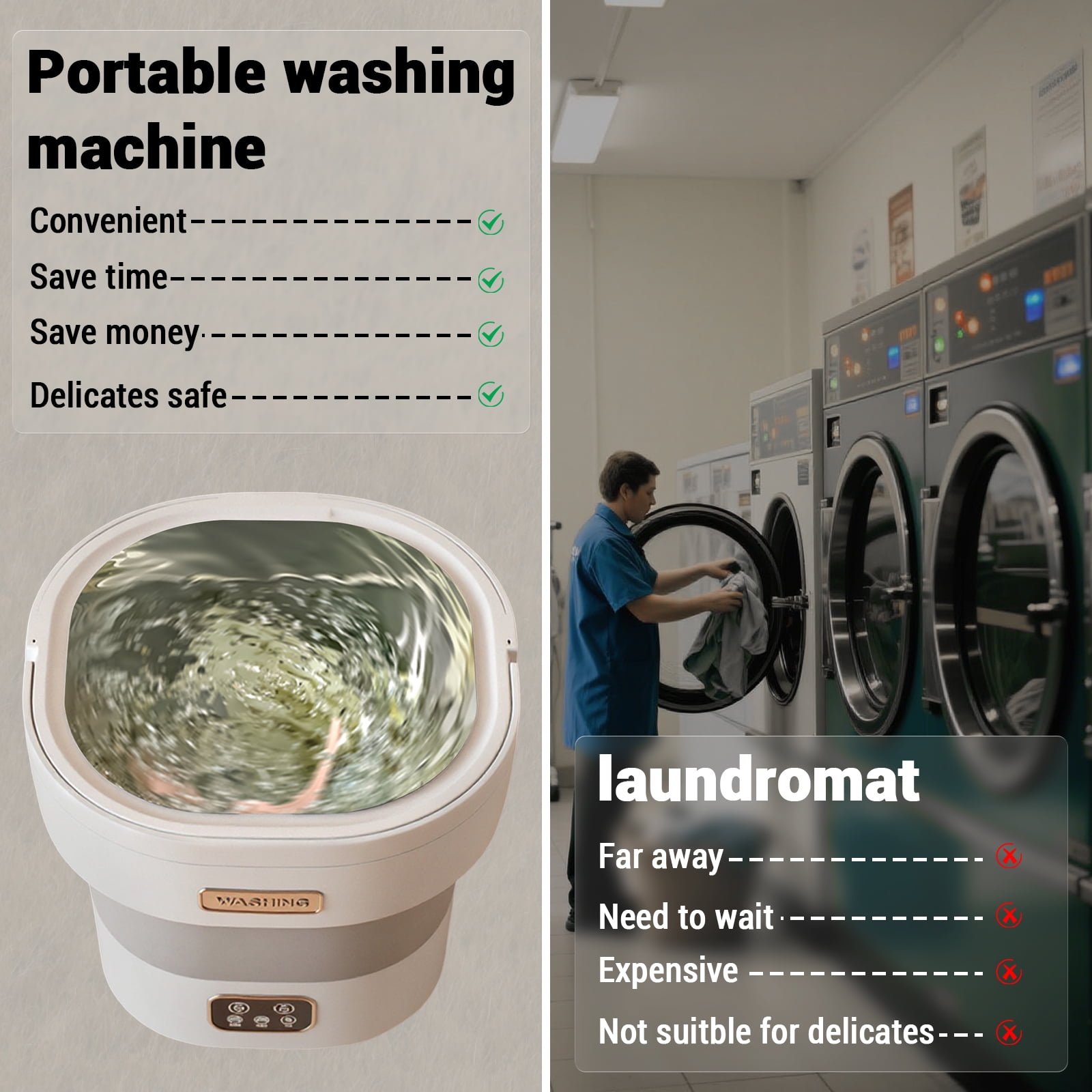 12L Portable Foldable Mini Washing Machine with Spin Dryer Basket, Compact Lightweight Clothes Washer for Travel Apartment Socks Underwear Laundry - Grey