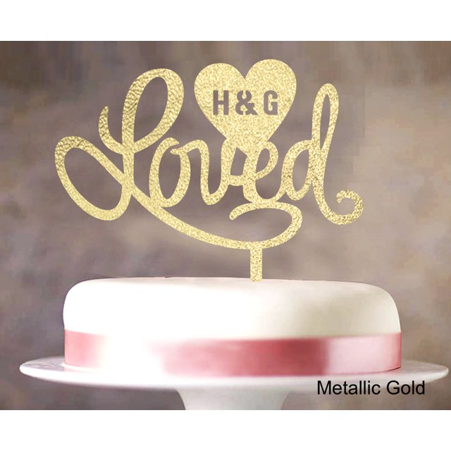Loved Wedding Cake Topper Personalized Initial Name Cake Topper Cake Decoration Option Available 6-7 Inches Wide