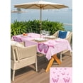 thumbnail image 5 of Outdoor Tablecloth with Umbrella Hole for Patio/Picnic/Party/Camping, Pink Floral Butterflies Waterproof Table Cloth Rectangle Table Cover Washable, Abstract Art Vintage Botanical (52"x 70"), 5 of 8