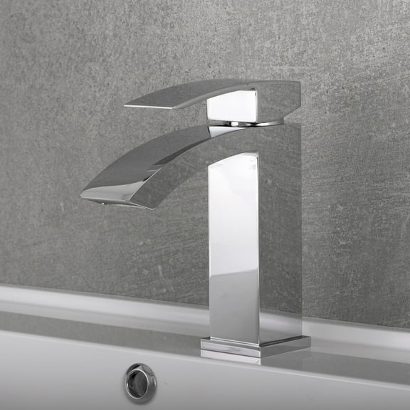 DAX Brass Single Handle Waterfall Bathroom Faucet, Chrome