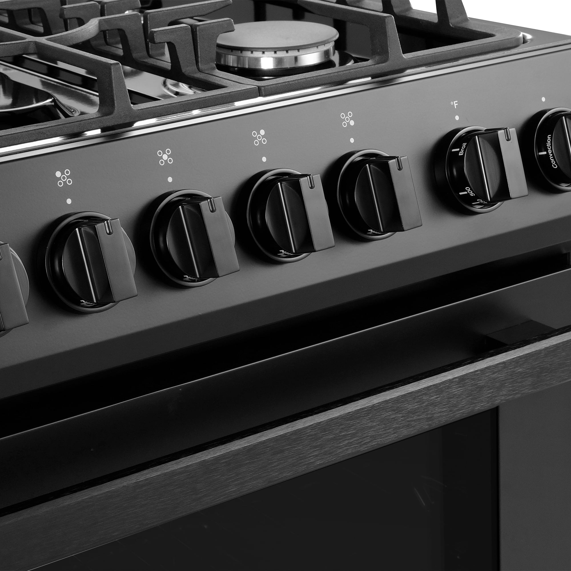 Cosmo 30 in. Nebula Collection 5.0 cu. ft. Gas Range, 5 Burners, Rapid Convection Oven, Matte Black