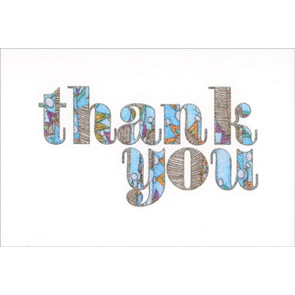 Pictura Sparkling Blue and Brown Letters Thank You Card