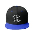 thumbnail image 2 of Daxton Classic Snapback Old English A to Z Numbers Initials Flat Bill Visor Cap-Black Royal Hat, Letter R, 2 of 3
