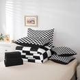 thumbnail image 6 of Homewish Geometric Plaid 7 Pieces Bedding Comforter Set For Teens Boys Girls,Black White Full Bedding Set Lightweight,Vintage Aesthetic Fitted Sheet Flat Sheet,Super Cozy Room Decor,Reversible, 6 of 8