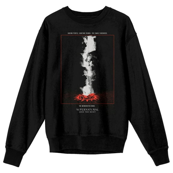 Supernatural To Hell And Back Crew Neck Long Sleeve Black Adult Sweatshirt-3XL