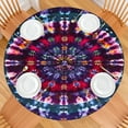 thumbnail image 2 of Colorful Tie Dye Pattern Round Fitted Tablecloth with Elastic Edge,Dining Table Cover Waterproof,Outdoor Round Tablecloth for Camping,Dining,Indoor and Outdoor, 2 of 7
