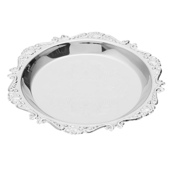 Uxcell Vintage Jewelry Trinket Dish Tray Holder, Embossed Design, Silver Tone