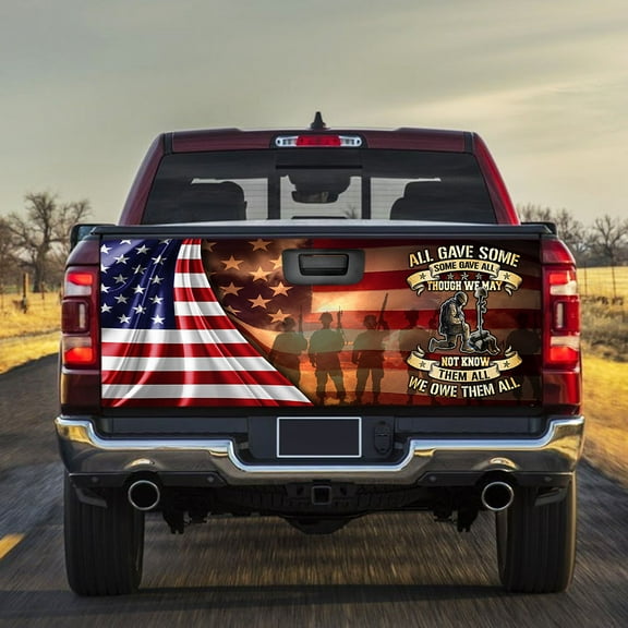 Veteran Car Decals All Gave Some, Some Gave All Truck Tailgate Decal Sticker Wrap - 66x26 in