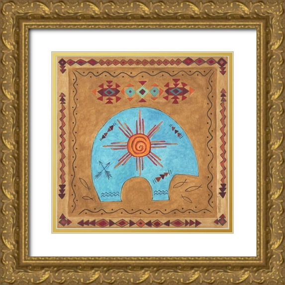 Shamp, Cindy 12x12 Gold Ornate Wood Framed with Double Matting Museum Art Print Titled - Desert Bear