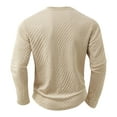 thumbnail image 4 of Lovzfmll Men's Solid Color Long Sleeve Crewneck Jacquard Sweatshirt, Pullover Top with Patterned Design for Style Khaki, S, 4 of 6