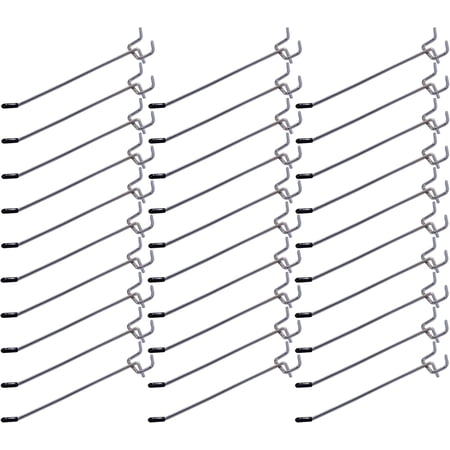Bamboo's Grocery LoKii 30 Pack 6 Inch Silver Pegboard Hooks, 1/4" Heavy Duty Peg Board Shelving Hooks Organizer Accessories, Tool Hangers