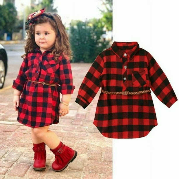 Girls red plaid dress hotsell