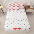 thumbnail image 4 of Manfei Chic Bow Zipper Twin Comforter Sets with Fitted Sheet and 2 Pillowcases,Red Bowknot Zipper Bedding Set,Polkadot Reversible,4pcs, 4 of 7