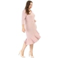 thumbnail image 4 of Women's Plus Size Cocktail V-neck Wrap Midi Dress Pink 2X, 4 of 6