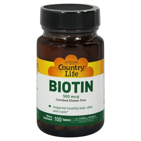 Country Life - 500 mcg Biotine. - 100 Vegetarian Tablets